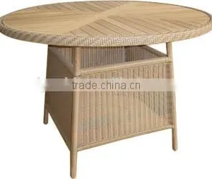 Teak Table Top Outdoor Rattan Table in Different Shape & Size thumbnail-1