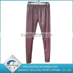 Best Quality High-grade Wine Red Color PU Tights Leggings Quality Choice thumbnail-3