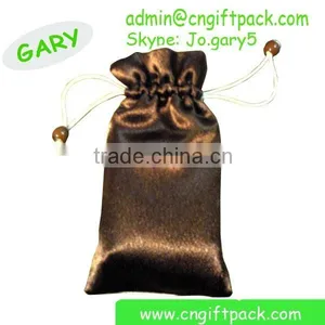 Yellow Promotional Satin Gift Packaging Pouch Bag Embroidered Logo thumbnail-6