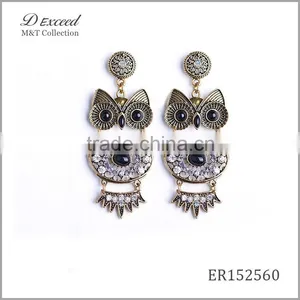 Wholesale Jewelry New Designs Women's Vintage Bohemian Earrings Owl Gold/Silver Plating Drop Earrings thumbnail-2