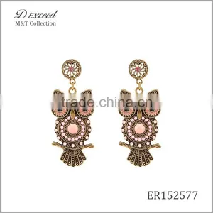 Wholesale Jewelry 2016 Designs Women's Ethnic Bohemian Earrings Owl Gold/Silver Plating Drop Earrings thumbnail-3