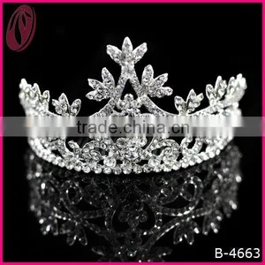 Shining Birthday Tiara Crown Beased Crystal Flower For Adults thumbnail-1