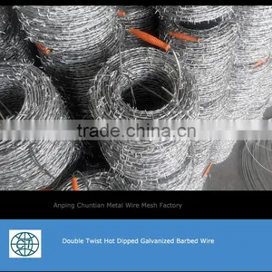 14#x14# Hot Dipped Galvanized Double Twist Barbed Wire thumbnail-4