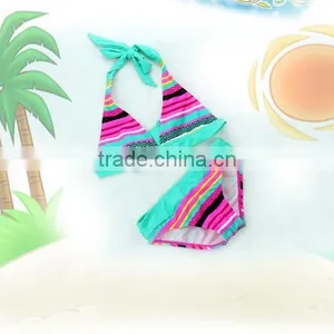 Slim Colorful Strings Print Infants Kids Girls Bikini Swimsuit Bathing Swimwear thumbnail-1