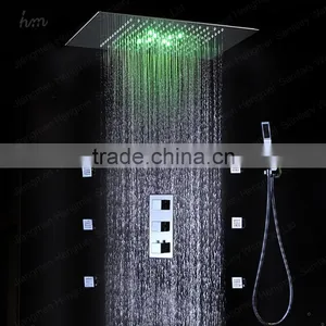 Chrome Finish Led Shower Faucet Embed Ceiling Square Shower Set Stainless Steel Shower Head With Led Hydro Power Lights thumbnail-3