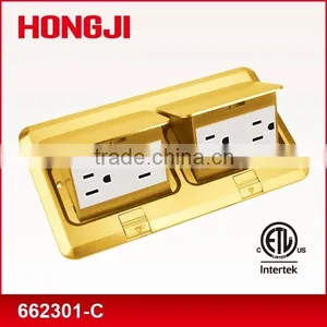 Duplex POP UP Floor Box in Brass thumbnail-1