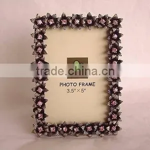 Jewel in Flower Decorated Metal Zinc Alloy Photo Frame for Home Decoration thumbnail-2