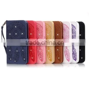 Luxury Embossed Leather Case for IPhone SE With Diamonds thumbnail-1
