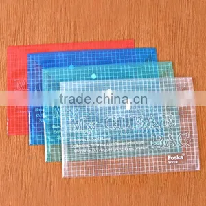 A4 Transparent Color Buckle File Pocket/PP File Bag With Button thumbnail-1