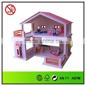 Assembly Happy Family Wooden Doll House for Children thumbnail-1
