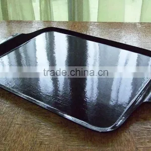 Rectangular Anti-Slip Wooden Food Tray, Black Food Tray, Serving Tray, Hotel/Restaurant Display Tray, Household Tray, Smooth thumbnail-1