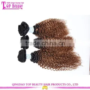 Qingdao Top Quality Raw Indian Hair Weave 100% Unprocessed Afro Kinky Curly Virgin Hair Ombre Weave Extension thumbnail-4