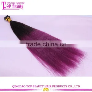 Cool Ombre Two Toned I Tip Hair Extensions Manufacturers Wholesale thumbnail-3