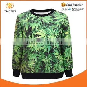 New 2015 Fashion All Over Full Print Sweatshirt Sport Suit Women Hoody Leaf 3D Print Sweatshirts Hot thumbnail-1
