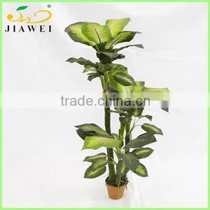 Decorative Artificial Big Leaves Dieffenbachia Plant Trees Plastic Trunk thumbnail-1