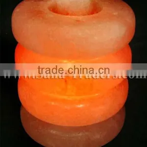 Natural Himalayan Crystal Rock Salt Ring Shape Design Tea Light / Candle Holder thumbnail-1