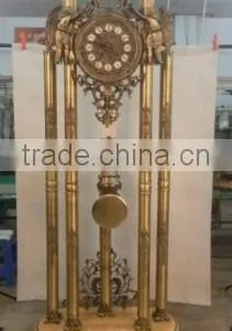 Home Luxury Decorative Gold Gilt Grandfather Floor Clock, Luxury 24K Gold Plated Floor Clock, Made of Copper&Marble thumbnail-6