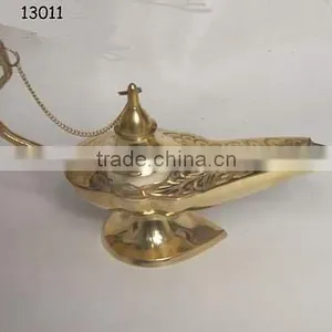 Brass Polished Engraved Decorative Aladdin Genie Lamp thumbnail-2