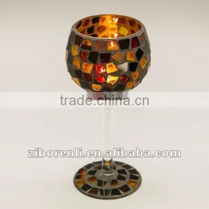 Red Mosaic Goblet Candle Holders thumbnail-4