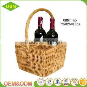 Handmade Win Holder Wicker Wine Basket for 4 Bottle thumbnail-1