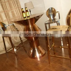 BT9001 Gold Bar Table and Bar Chair Used thumbnail-1