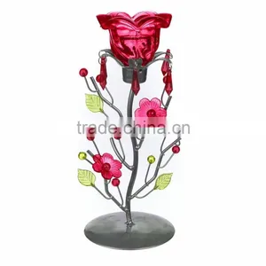 Red Rose Tea Candle Holder Stand Candleholder thumbnail-1
