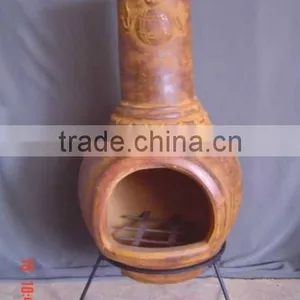 Clay Chimney With Metal Stand, Fire Shelf and Lid thumbnail-1