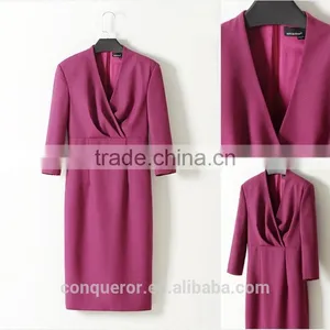 Fashion Design Slim Fit Office Ladies Formal Dress Half Sleeve Dress thumbnail-4