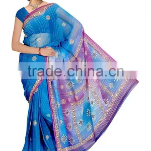Printed Saree With Blouse and 4 Different Color Saree thumbnail-2