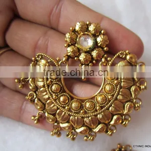 Dangler Gold Tone RAMLEELA Dangler POLKI EARRINGS thumbnail-3