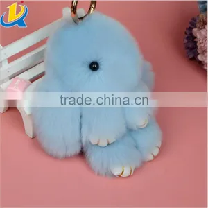 Wholesale Luxury Hot Sale Colorful Mink Fur Novelty Rabbit Keychain thumbnail-2