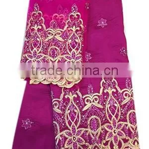 Good Quality African George Lace Fabric for Beautiful Garments With Unique Applique With Beads and Stones GPF009 thumbnail-5