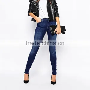 Slim Fit Blue Plain Stretch Slim Jeans for Women Wholesale Factory Price thumbnail-1
