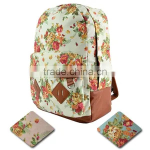 New Canvas Girls Flower Rucksack Backpack School College Travel Bag 15934 thumbnail-1