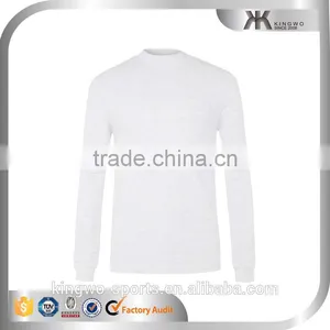 Mens Light Grey Casual t Shirts Turtle Neck Blank T-shirt Long Sleeve Cotton t Shirts thumbnail-1