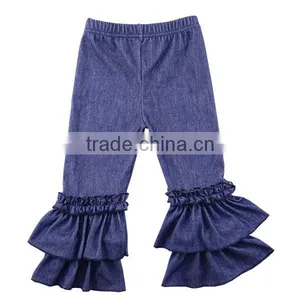 2017 New Design Baby Clothing Kid Denim Ruffle Apparel Pants High Quality OEM Wholesale Cheap Wholesale Kids Jeans thumbnail-1