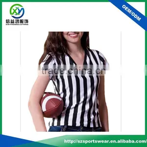 Black and White Stripe V Neck Woman Fashion Sport T-shirt thumbnail-1