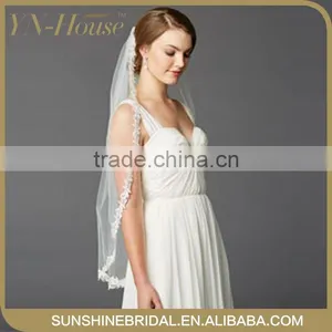 Beautiful Single Layer Fingertip Bridal Veil thumbnail-1