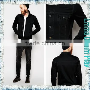 2015 New Brand Hot Sale Black Short Jean Mens Coats With Single Breasted thumbnail-1