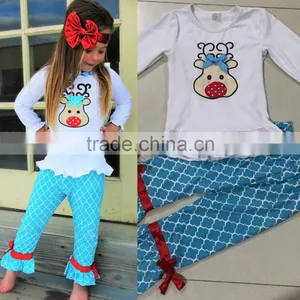 Charming Kids Stripe Ruffle Cotton Girls Boutique Clothes thumbnail-2