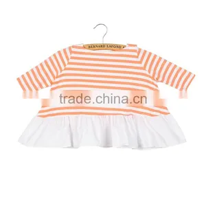 Children Cotton Stripe Printed Baby Ruffle Tops thumbnail-3