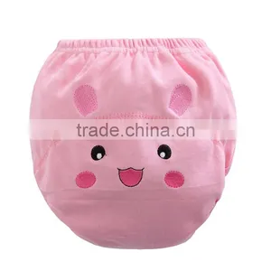 Pink Color Design Embroidered Soft Cotton Waterproof Reusable Baby Cloth Diaper thumbnail-1