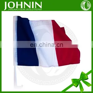 Custom Polyester France Car Mirror Flag With Pole for Advertising thumbnail-1