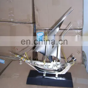 Ferry 3d Metal Ship Model, Silver Metal Ship Model on Clear Crystal Base Souvenir Gifts thumbnail-1