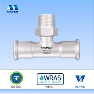 Stainless Steel Tee Fitting With Male Thread ProPress Fitting thumbnail-2