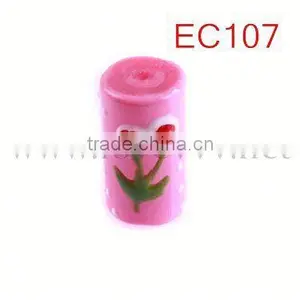 Lovely Pink Hand Painted Cherry Cylinder Shape Plastic Beads thumbnail-1