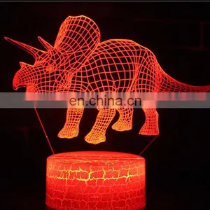 2019 New Customized Creative Gift 3D Optical Dinosaur Visual Illusion Acrylic Night Light USB Table Lamp thumbnail-1