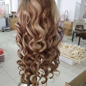 KHH Blonde Highlighted Wig Human Hair, Highlight Body Deep Wave Curly Wig,HD Honey Blonde Highlight Lace Front Wig For Black Women thumbnail-5