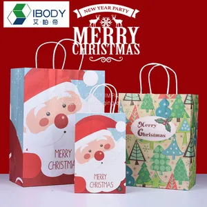 Wholesale Custom Logo Printing Recycled Reusable Food Takeaway Groceries Christmas Party Gift White Kraft Paper Bag thumbnail-4