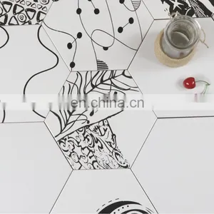 Black and White Van Gogh Plants Art Hexagonal Brick 200 * 230 Nordic Simple Wind Background Wall Decorative Brick thumbnail-3